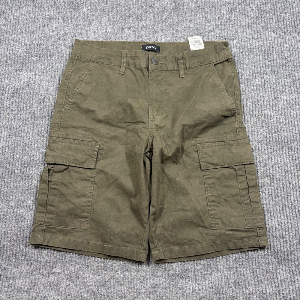 DKNY Shorts Mens 30 Cargo Shorts Green Camo Pattern Casual Outdoor Summer
